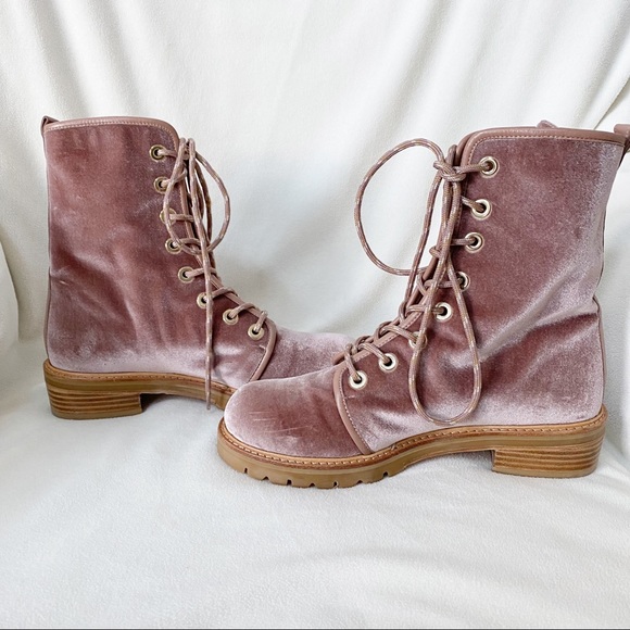 Stuart Weitzman Metermaid Velvet Combat Boots Size 7.5/8 Worn Once! - Picture 3 of 15